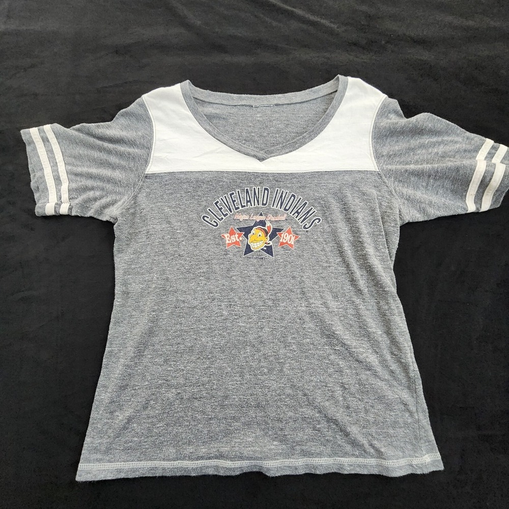 Cleveland Indians Guardians‎ Gray Short Sleeve Logo T-Shirt Women's L